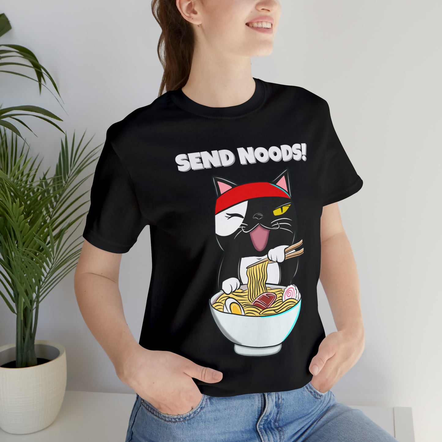 Tuxedo Cat Send Noods -Unisex Short Sleeve Tee