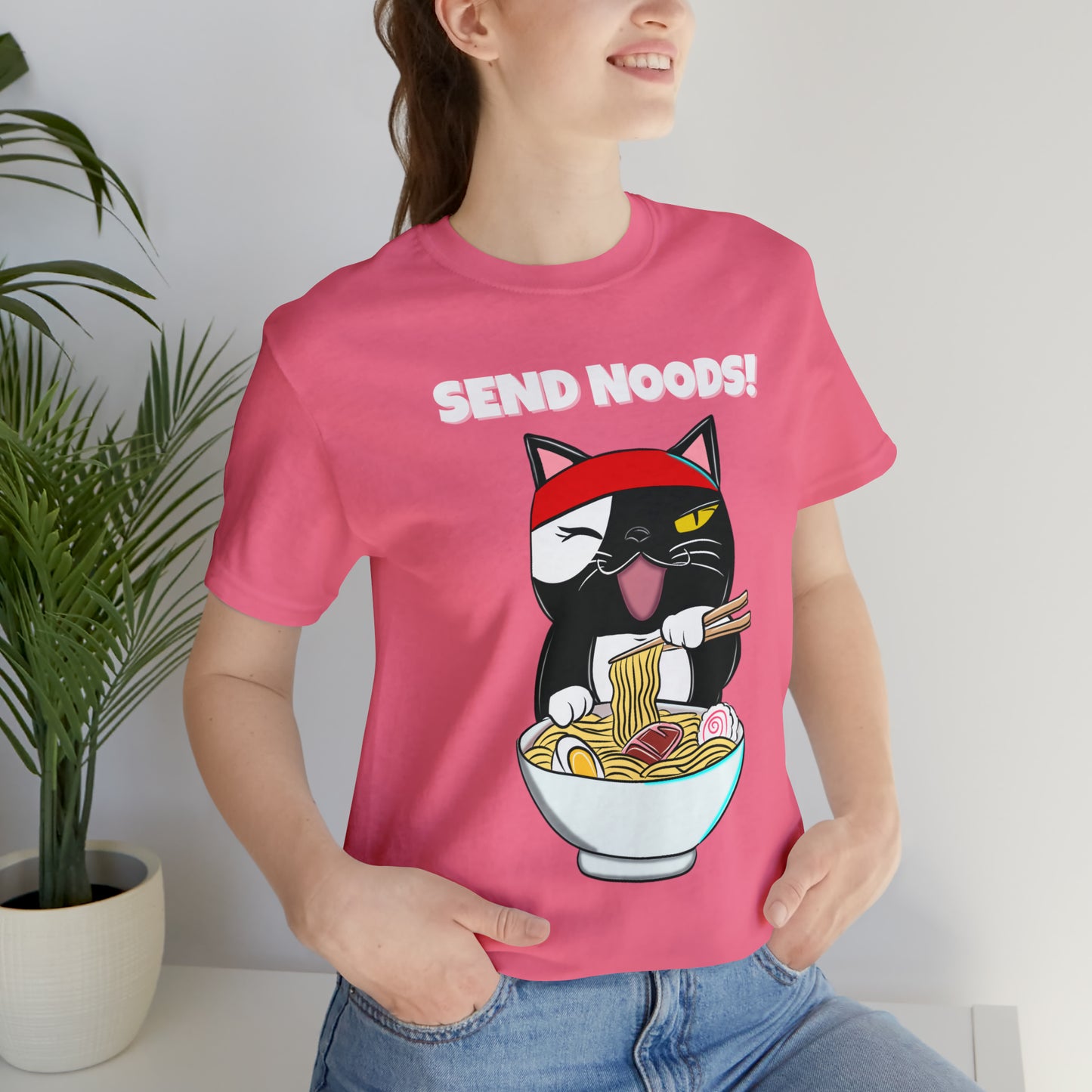 Tuxedo Cat Send Noods -Unisex Short Sleeve Tee