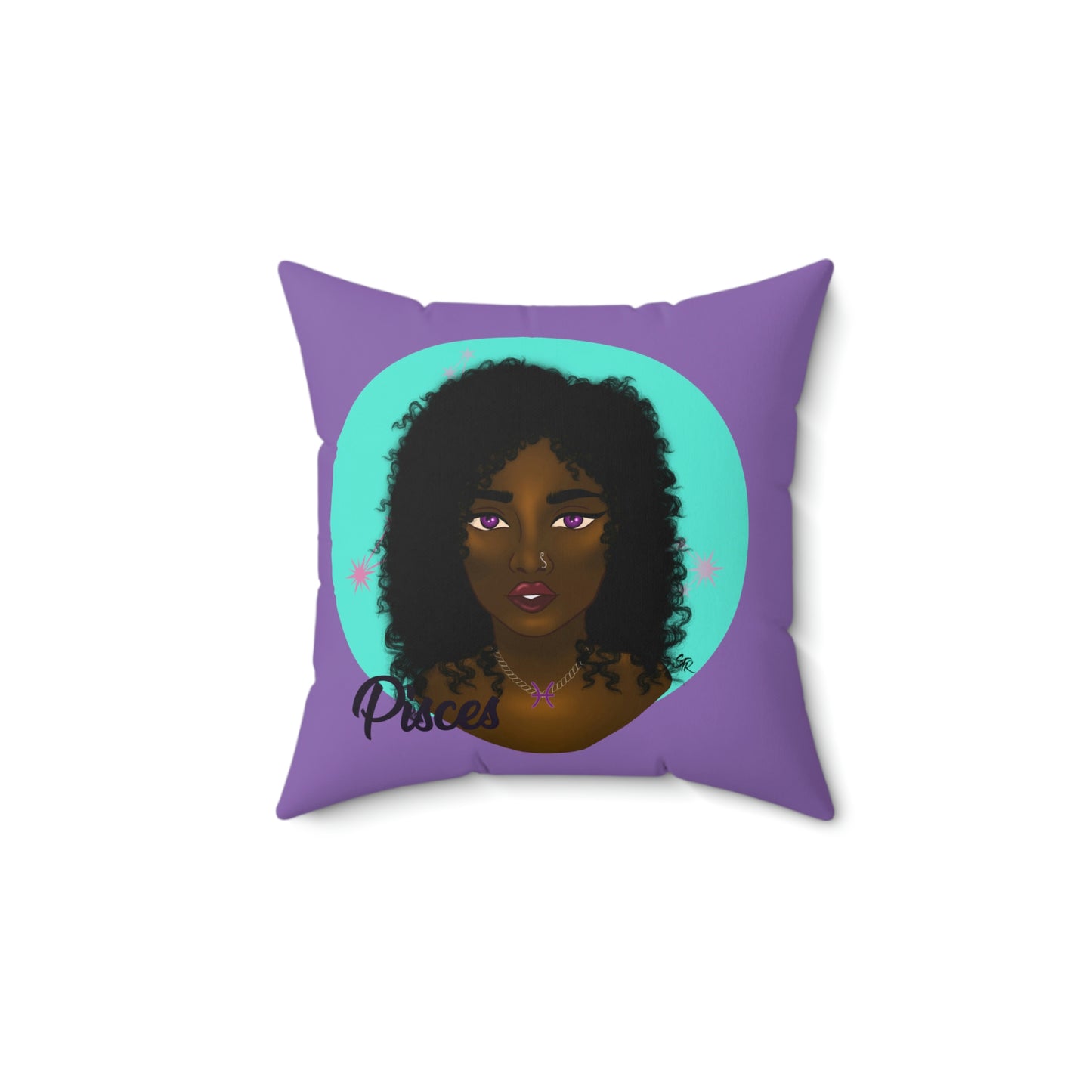Zodiac Girls "Pisces" Spun Polyester Square Pillow