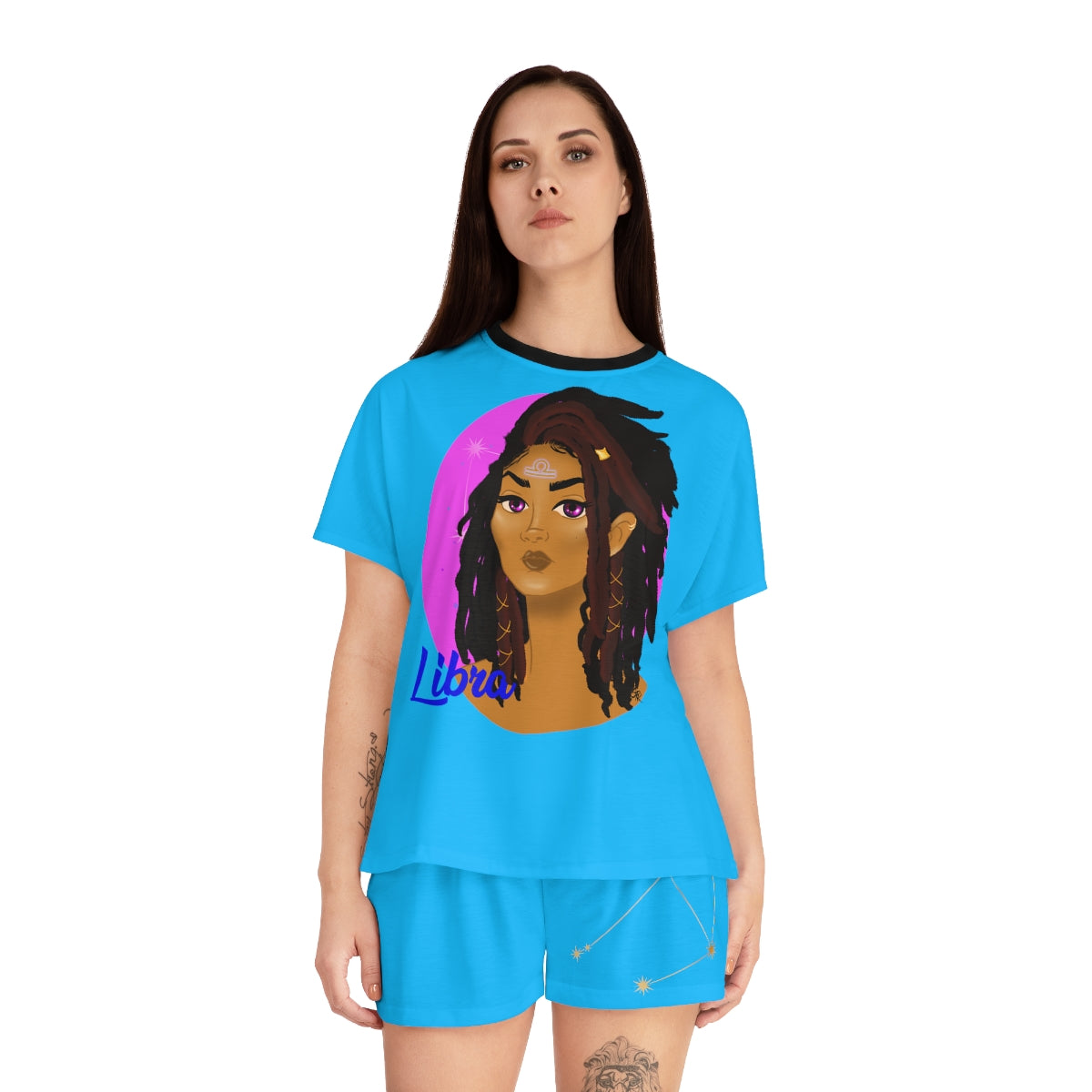 Zodiac Girls "Libra" Women's Short Pajama Set (AOP)