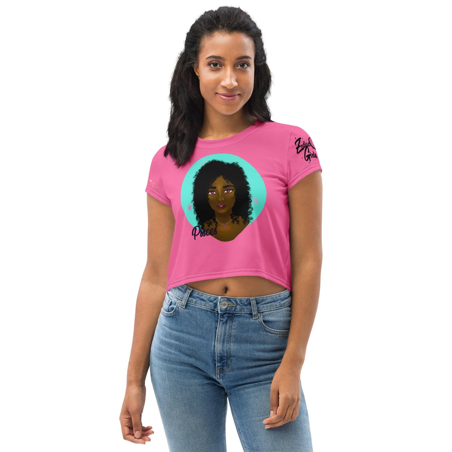 Zodiac Girls "Pisces" All-Over Print Crop Tee