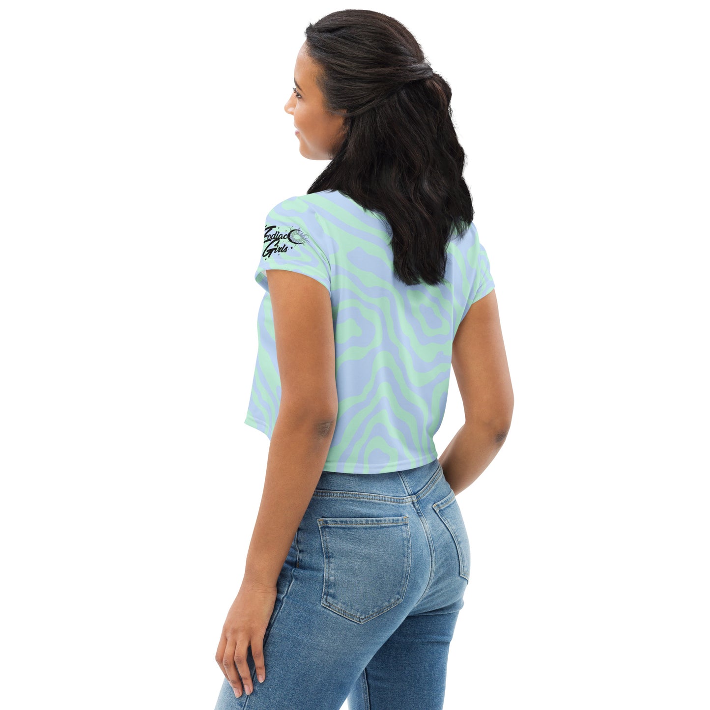 Zodiac Girls Aquarius All-Over Print Crop Tee