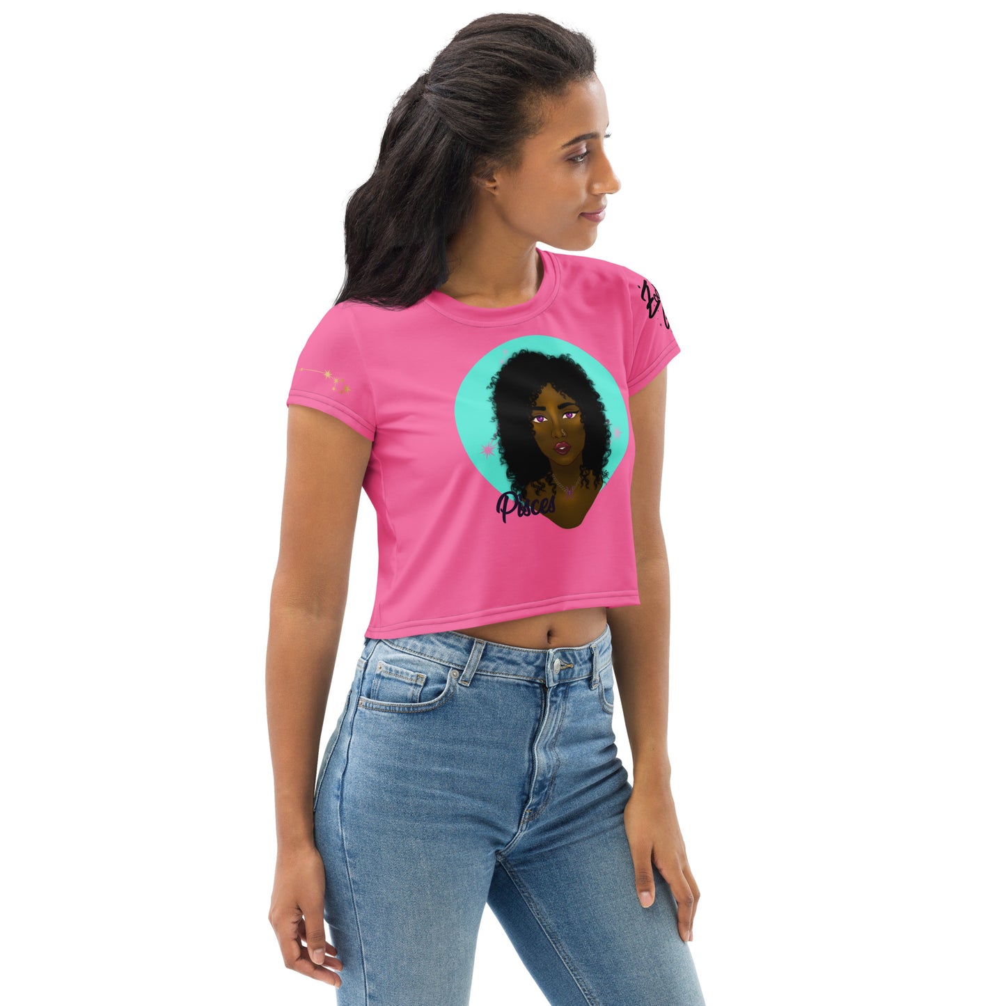 Zodiac Girls "Pisces" All-Over Print Crop Tee
