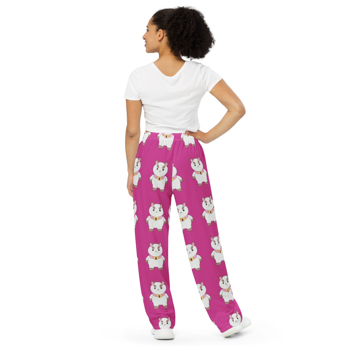 Puppycat themed All-over print unisex wide-leg pants