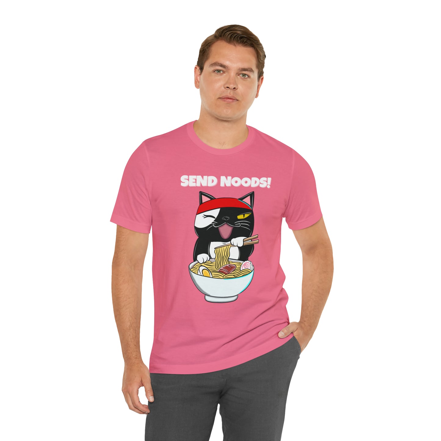 Tuxedo Cat Send Noods -Unisex Short Sleeve Tee