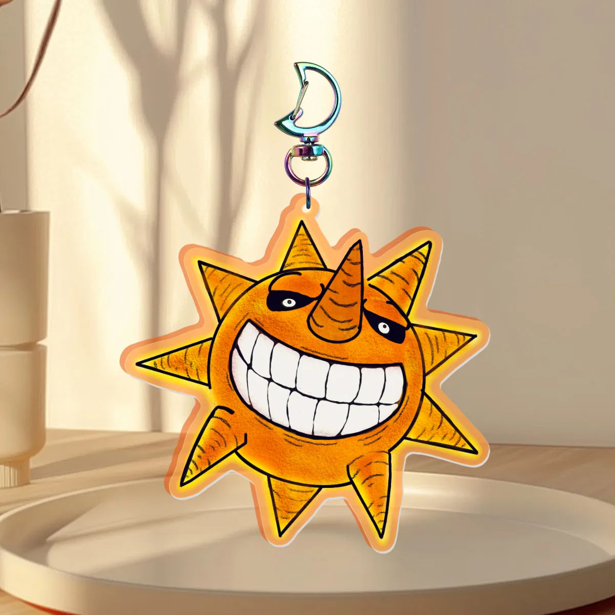 Smiling Sun Colored Acrylic Keychains