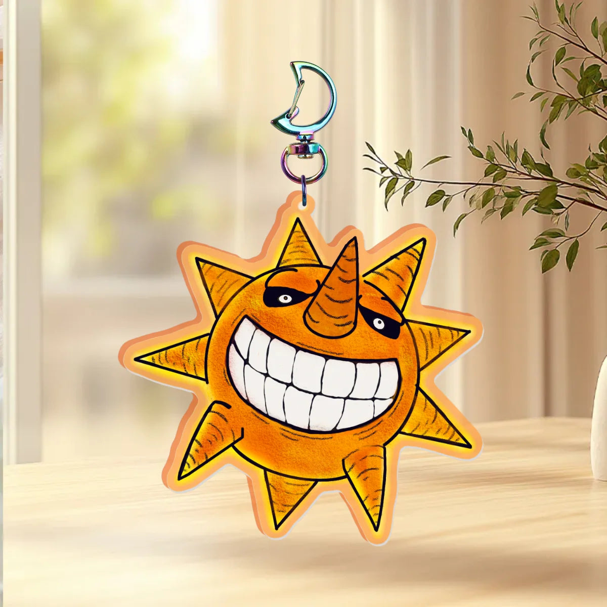 Smiling Sun Colored Acrylic Keychains