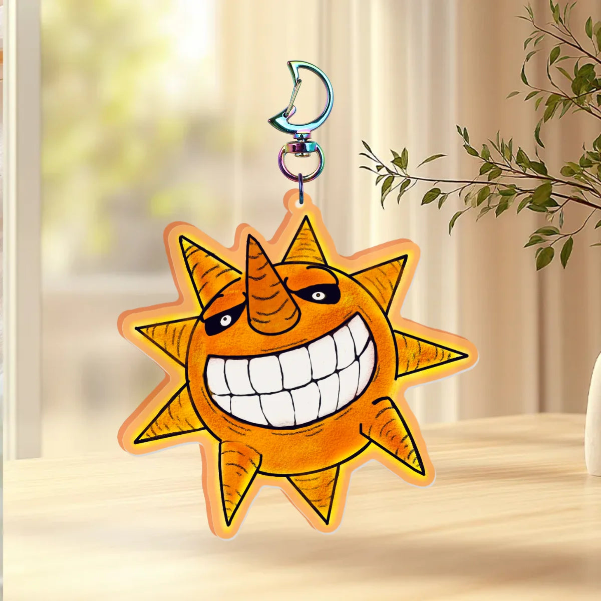 Smiling Sun Colored Acrylic Keychains