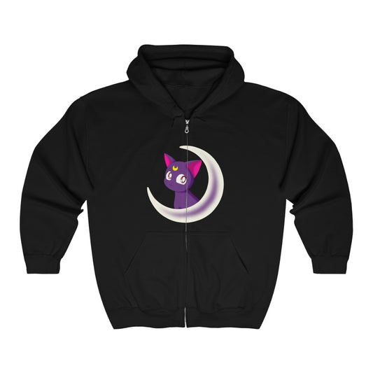 Moon Kingdom: Lunar Cat Full Zip Hooded Sweatshirt